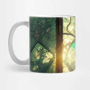 Green Stained Glass Tree Marbled Mug